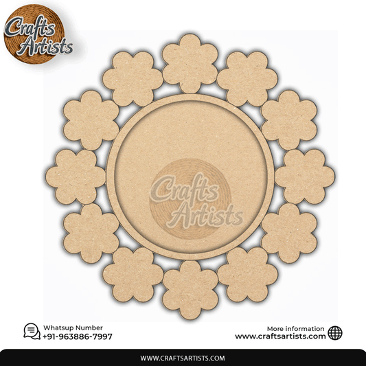Decorative Pooja Thali Plena MDF Base Laser Cut Design-18