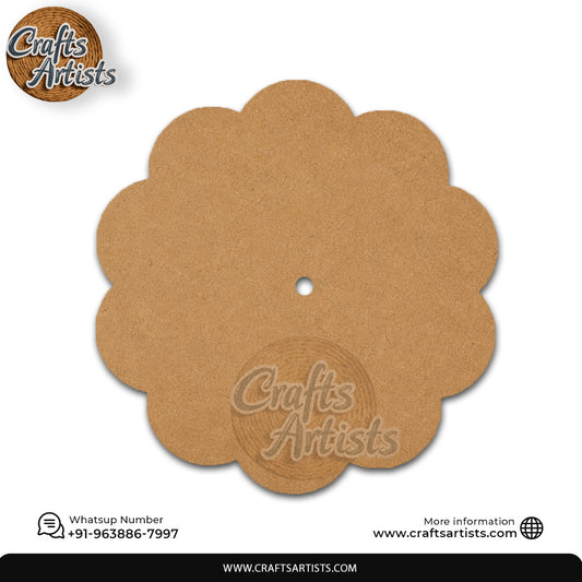 Scalloped Flower Round MDF HDF Clock Base | Sharp Edge | Waterproof Art & Craft Board | 6mm, 8mm, 12mm & 18mm