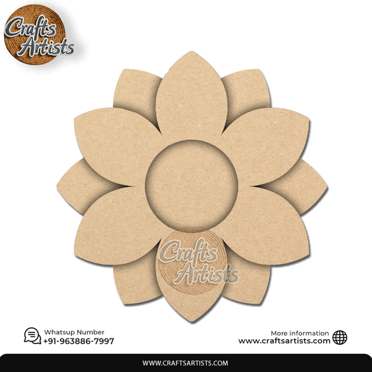 Flower Laser-Cut 2-Layer MDF Plain Base Light Holder – Design 7