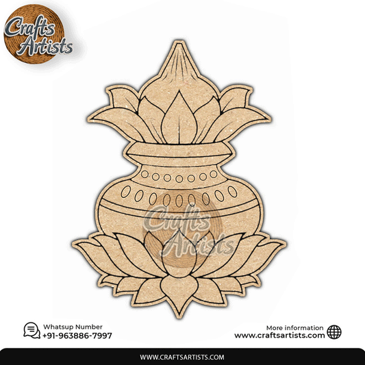Kalash Lotus Premarked MDF Laser Cutouts Base | Pooja Design-38