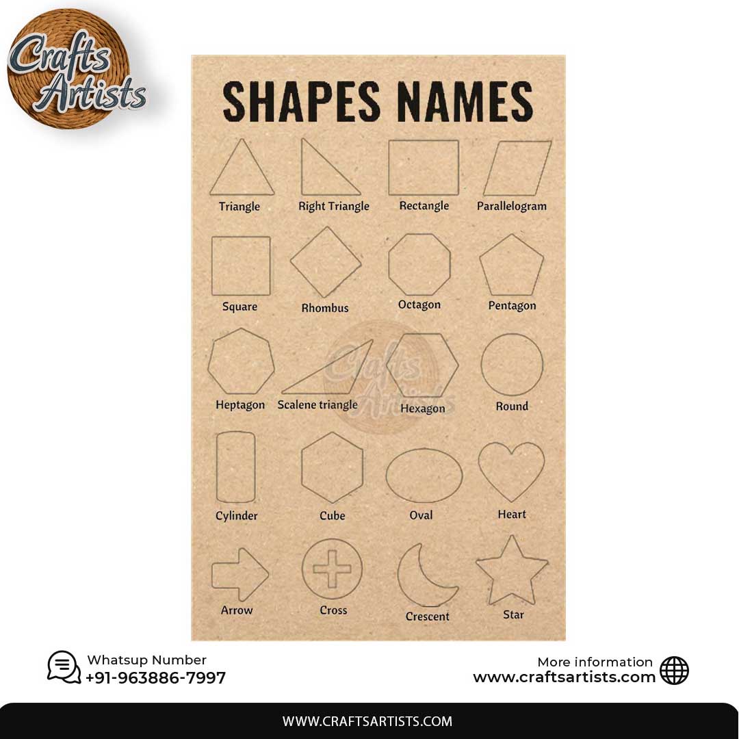 Kids Shapes Learning Puzzle Board | MDF Laser Cut Ational Shape Puzzle | Gometry Learning Toy | Design-1
