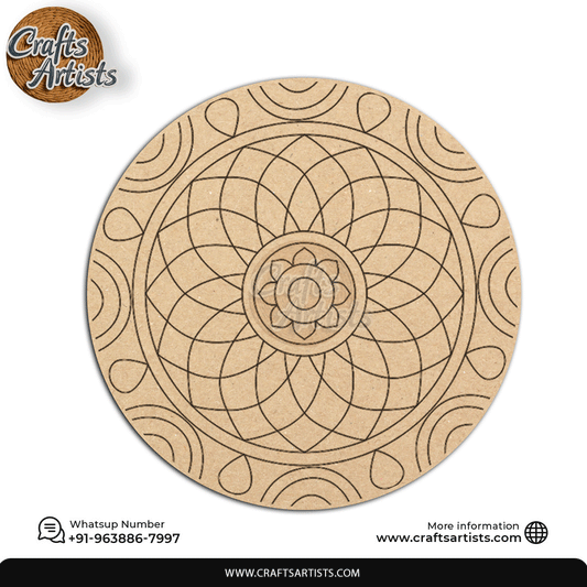 Lippan Premarked Round MDF Laser | Premium Art-Craft Base | Design 12