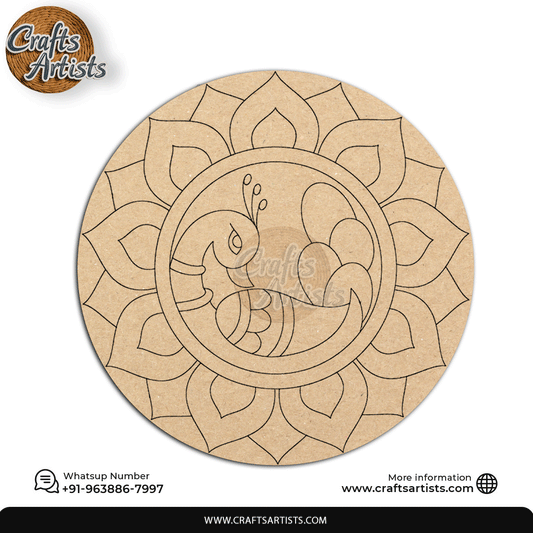 Lippan Premarked Round MDF Laser | Premium Art-Craft Base | Design 19