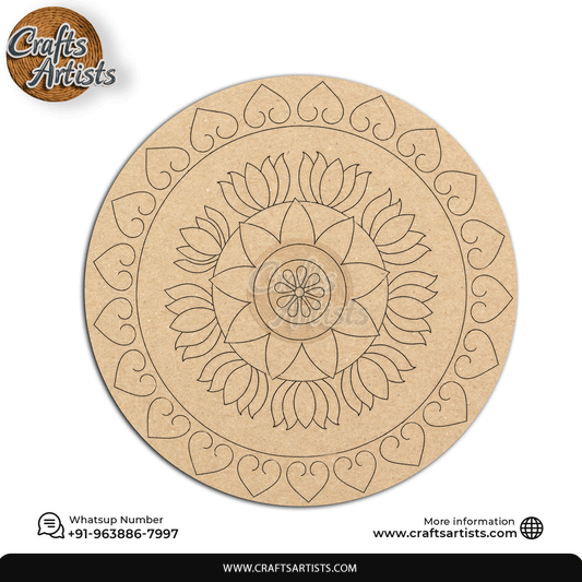 Lippan Premarked Round MDF Laser | Premium Art-Craft Base | Design 1