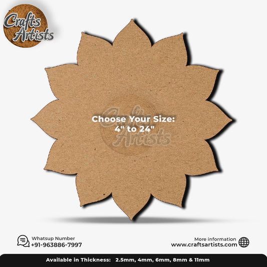 Flower Shape MDF Cutout – Plain Wooden Craft Base