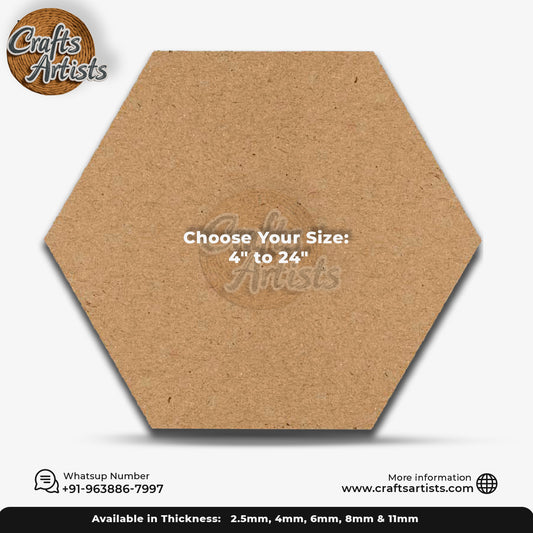 Plain Hexagon MDF Cutout – Laser Cut Wooden Craft Shape