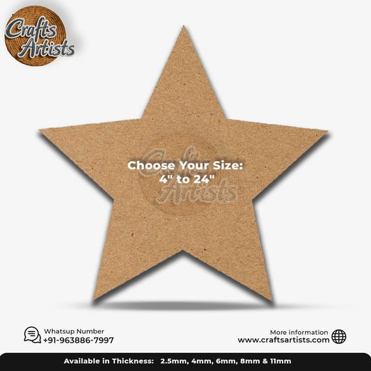 Star Shape MDF Cutout – Plain Wooden Craft Base