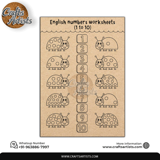 Montessori MDF Laser Cut Ladybug Counting Puzzle | Kids Math Learning Board | Design-1