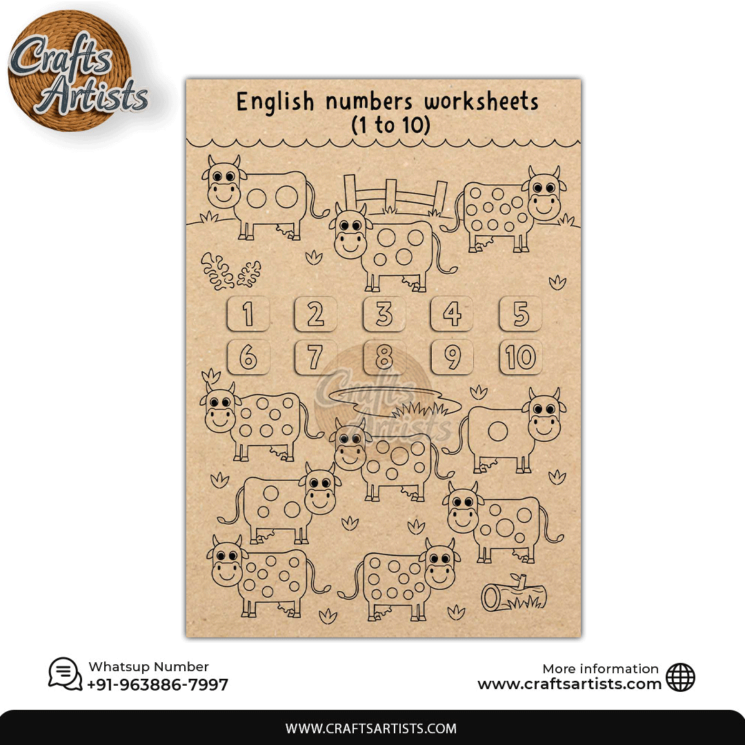 Montessori MDF Laser Cut Ladybug Counting Puzzle | Kids Math Spotty Cow Board | Design-6
