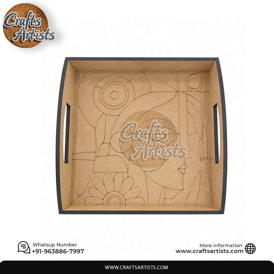 premarked wooden serving tray mdf laser cut | artistic design-1