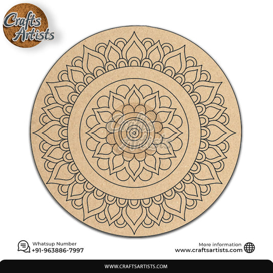 Round Decorative MDF Premarked Base | Floral Design-1
