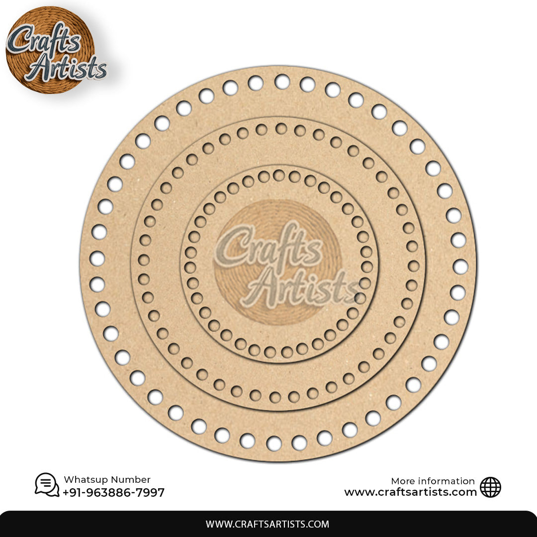 Round Macrame Base MDF Board | Crochet / Basket Base Design-1