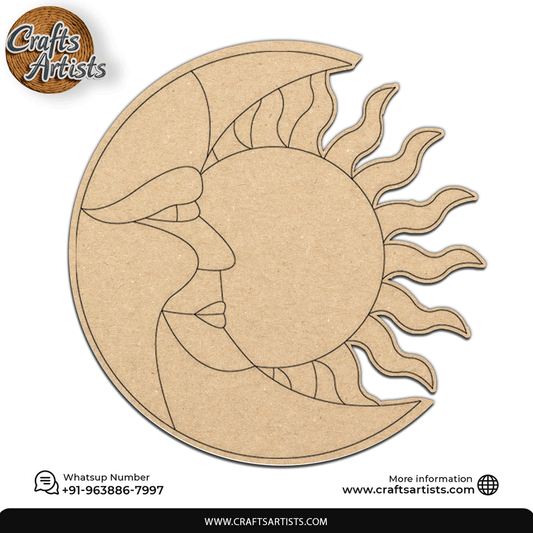 Sun And Moon Decorative MDF Laser Cut Premarked Base | Design-5