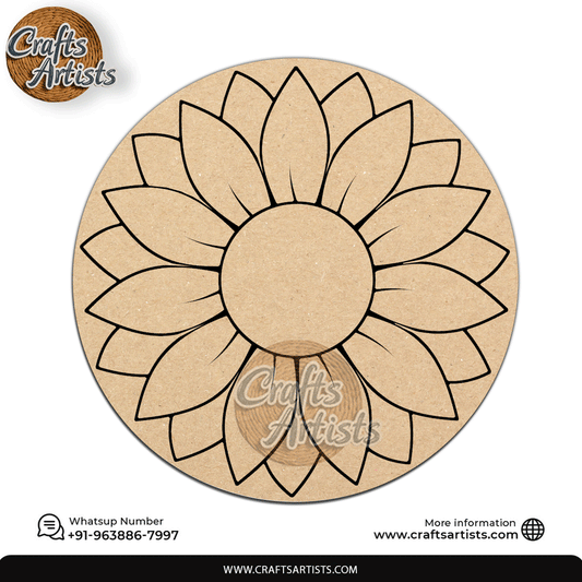 Sunflower Decorative MDF Laser Cut Premarked Base | Design-17