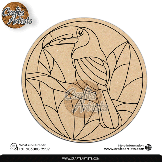 Toucan Jungle Decorative MDF Laser Cut Premarked Base | Floral Design-8