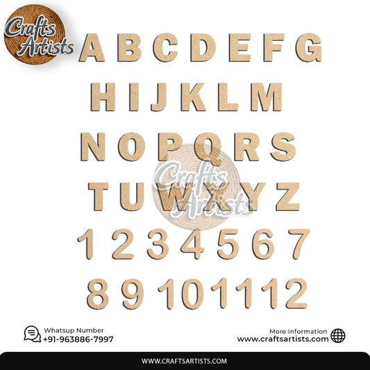 Wooden Alphabet & Number Cutouts | MDF Laser Cut Letters and Numbers Craft Set Design-1