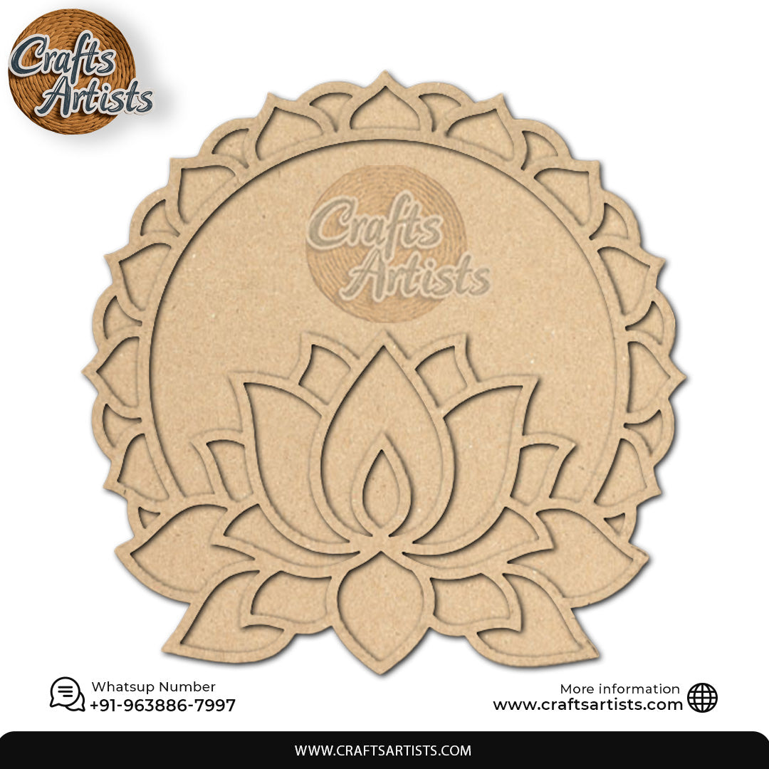 Wooden MDF Rangoli | Lotus Decorative MDF Rangoli Base Design-1