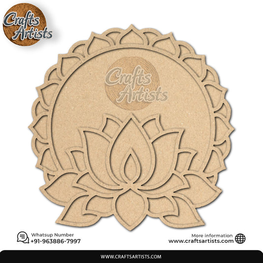 Wooden MDF Rangoli | Lotus Decorative MDF Rangoli Base Design-1
