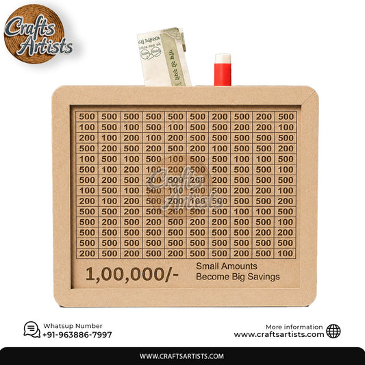 Wooden Piggy Bank Savings Box | MDF Money Saving Challenge Bank Description Design-1