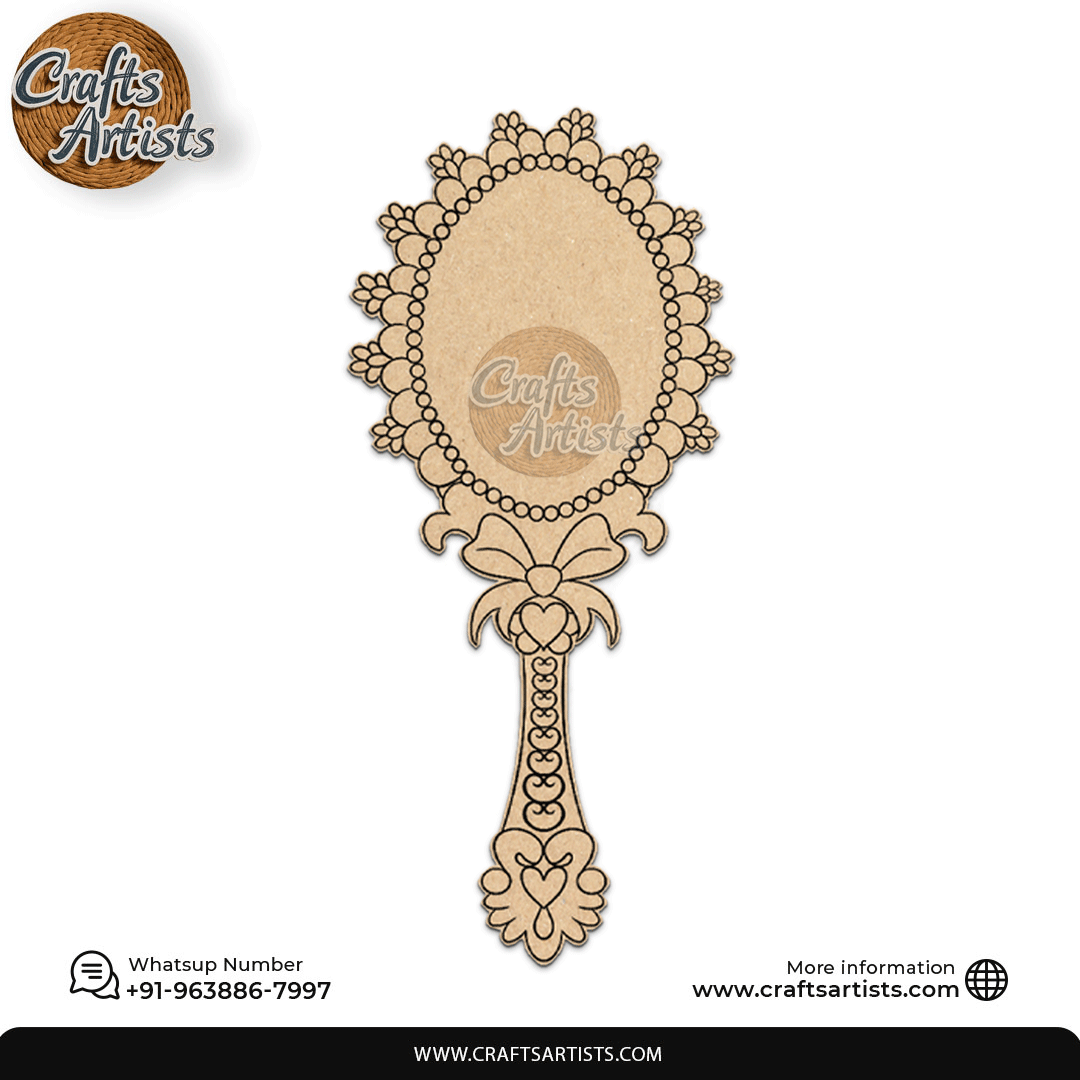 Classic Queen Hand Mirror MDF Laser Cut – Premarked Base | Design 1