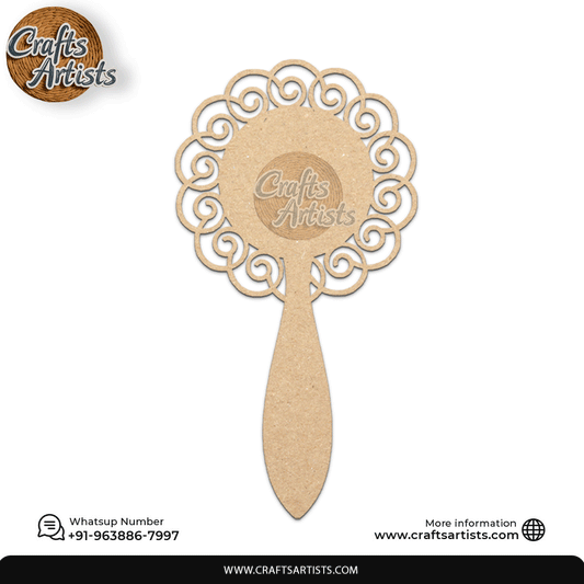 Classic Queen Hand Mirror MDF Laser Cut –Plain Base | Design 13
