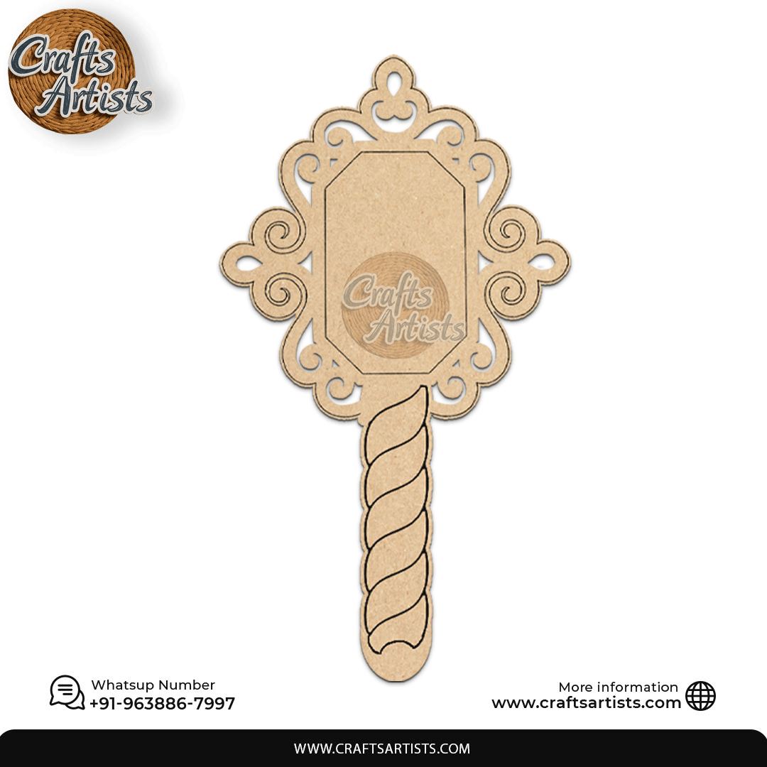 Classic Queen Hand Mirror MDF Laser Cut – Premarked Base | Design 2