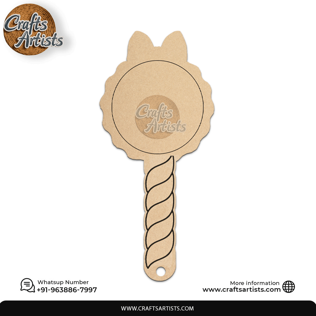 Classic Queen Hand Mirror MDF Laser Cut – Premarked Base | Design 3