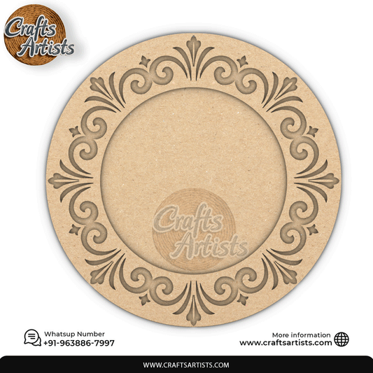 Decorative  Pooja Thali Plena MDF Base  Laser Cut Design-15