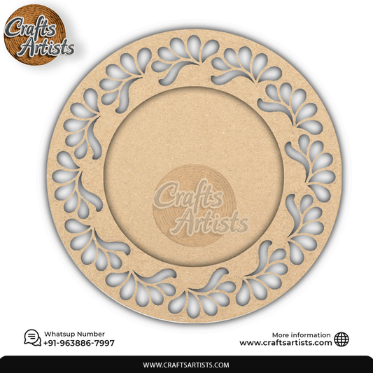 Decorative  Pooja Thali Plena MDF Base  Laser Cut Design-25