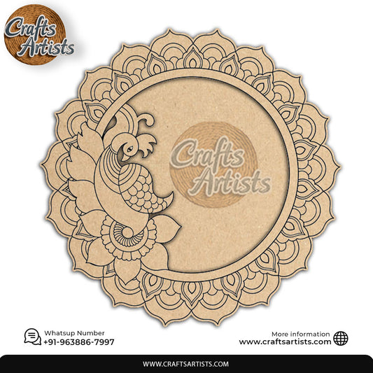 Decorative  Pooja Thali Premarked MDF Base  Laser Cut Design-1