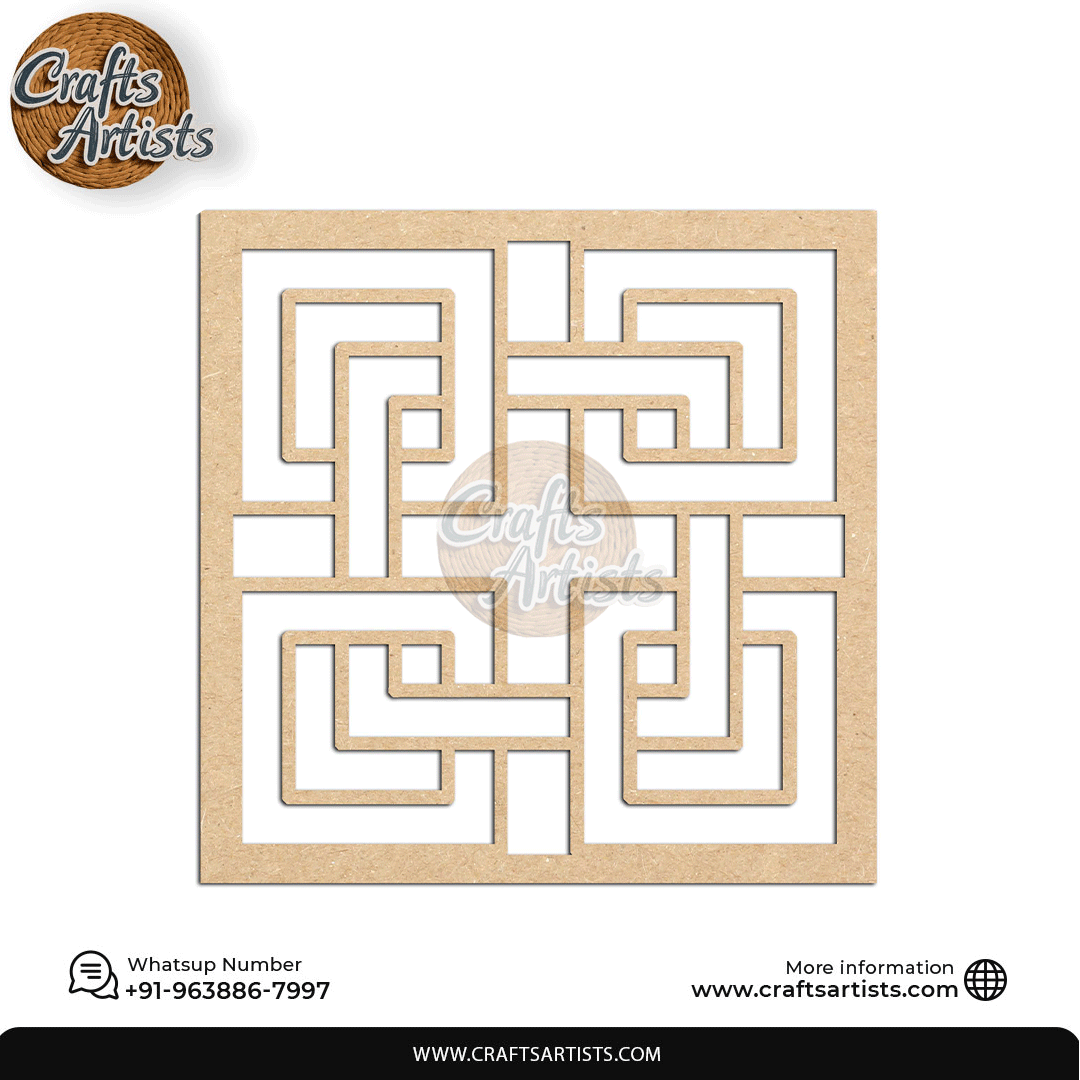 Luxury Square MDF Drink Coaster Set | Laser Cut Pattern Design-12