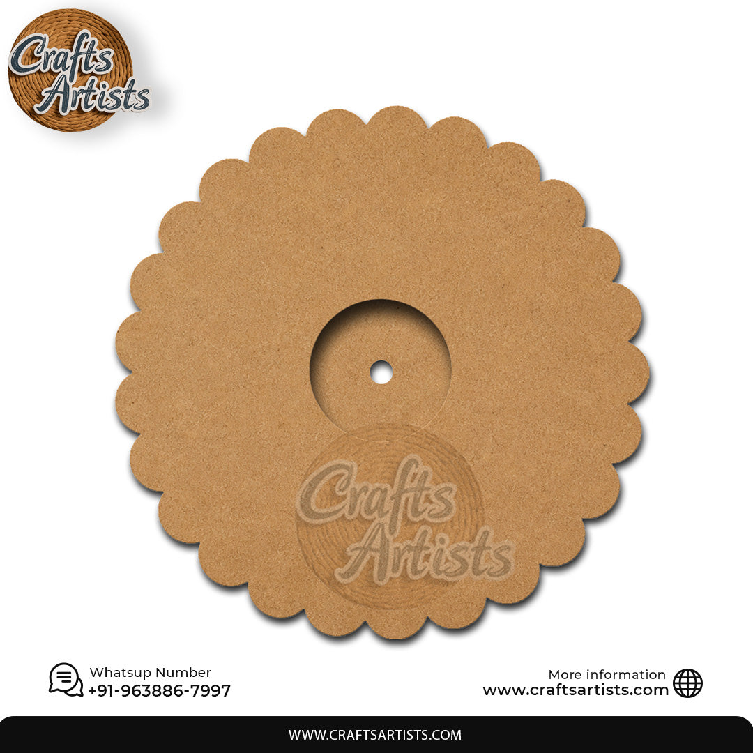 Wavy Edge Round MDF HDF Clock Base |Chauras MDF HDF Clock Base | Sharp Edge | Waterproof Art & Craft Board | 6mm, 8mm, 12mm & 18mm| Waterproof Art & Craft Board | 6mm, 8mm, 12mm & 18mm