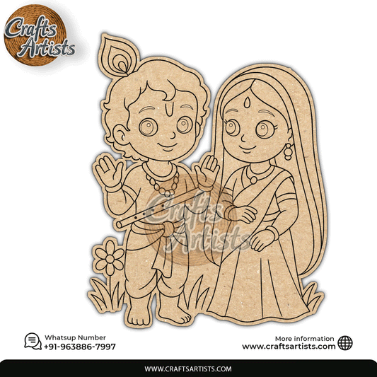 Baby Radha Krishna Pre Marked MDF Laser Cutouts Base | Design-20