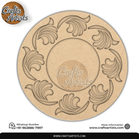 Decorative  Pooja Thali Plena MDF Base  Laser Cut Design-16