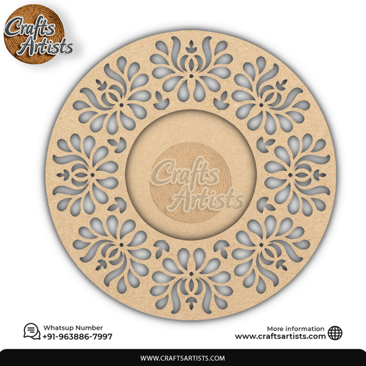 Decorative  Pooja Thali Plena MDF Base  Laser Cut Design-20