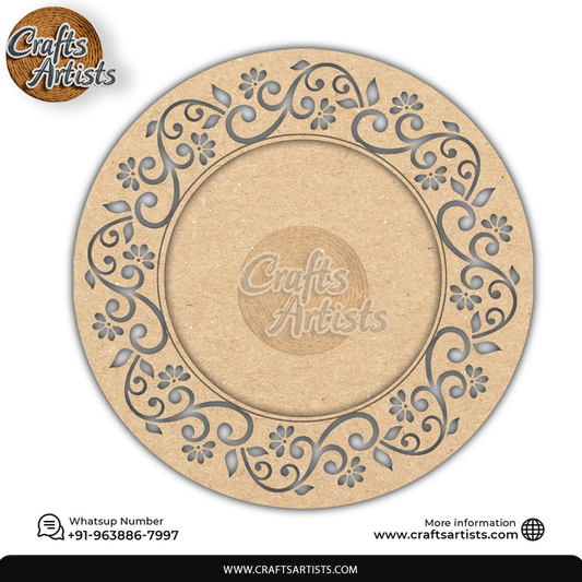 Decorative  Pooja Thali Plena MDF Base  Laser Cut Design-22