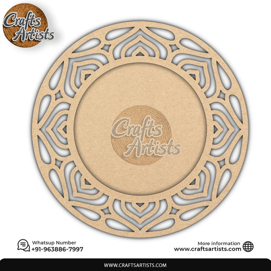 Decorative  Pooja Thali Plena MDF Base  Laser Cut Design-23