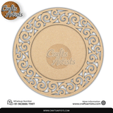 Decorative  Pooja Thali Plena MDF Base  Laser Cut Design-24
