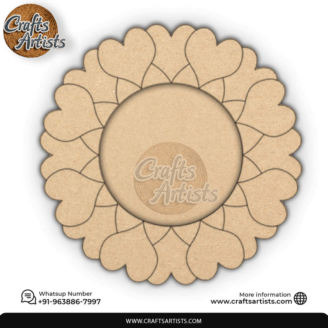 Decorative  Pooja Thali Premarked MDF Base  Laser Cut Design-10