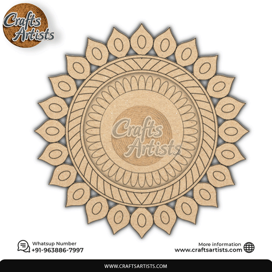 Decorative  Pooja Thali Premarked MDF Base  Laser Cut Design-13