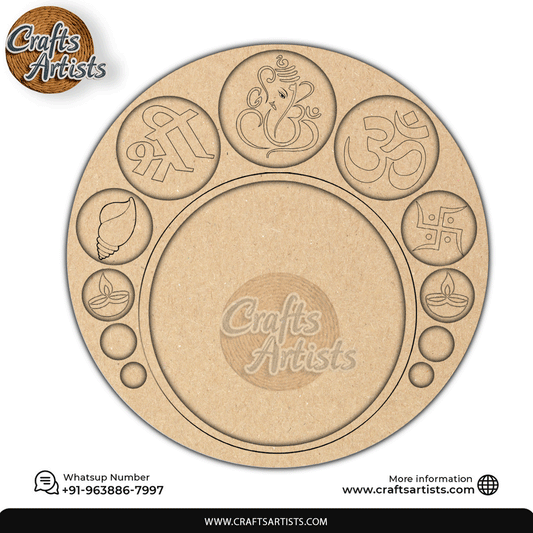 Decorative  Pooja Thali Premarked MDF Base  Laser Cut Design-2