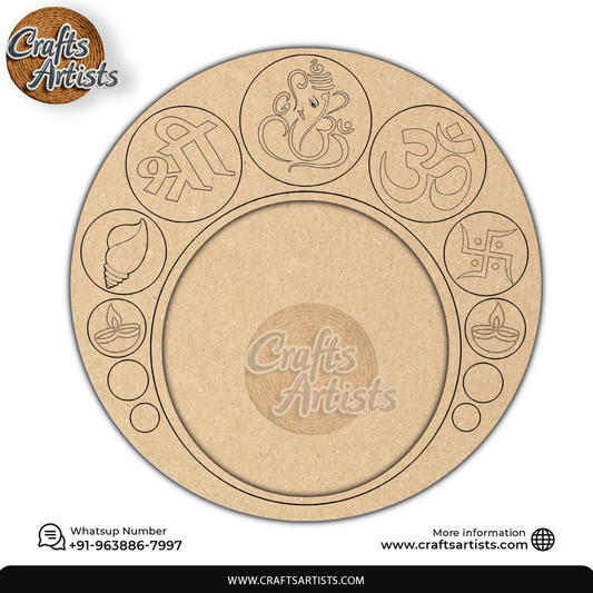 Decorative  Pooja Thali Premarked MDF Base  Laser Cut Design-6