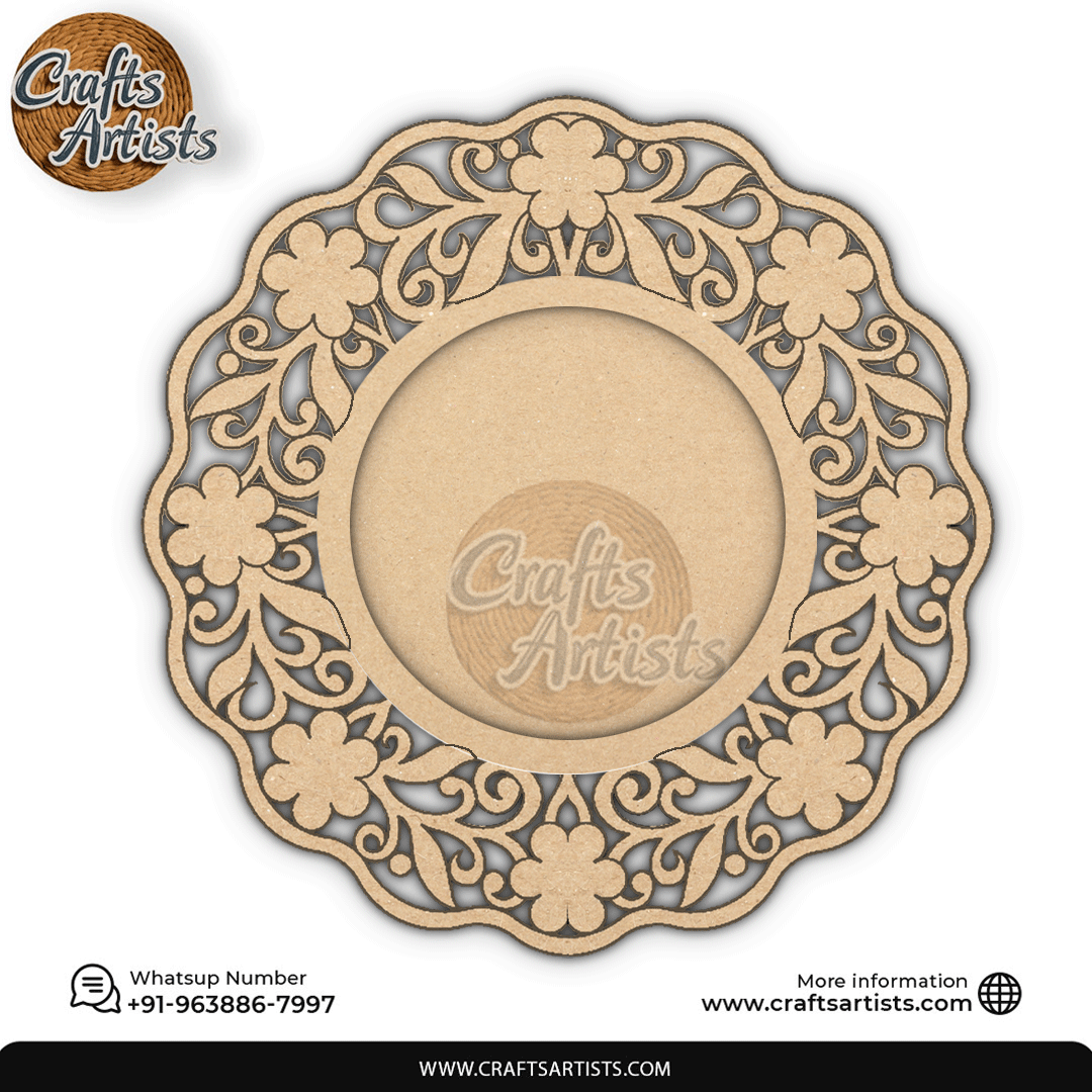 Decorative  Pooja Thali Premarked MDF Base  Laser Cut Design-8