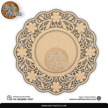 Decorative  Pooja Thali Premarked MDF Base  Laser Cut Design-8