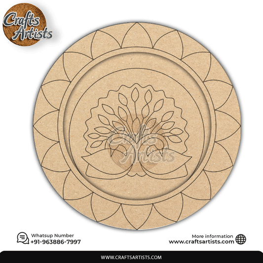 Decorative  Pooja Thali Premarked MDF Base  Laser Cut Design-9