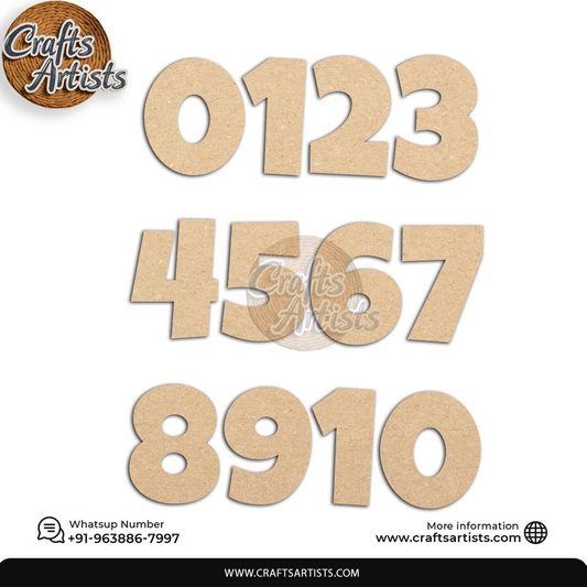 Decorative MDF Numbers Set | Laser Cutout Number Plain Base Design-1