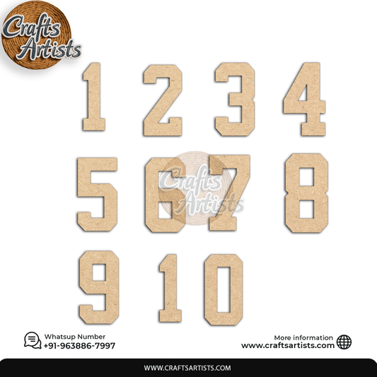 Decorative MDF Numbers Set | Laser Cutout Number Plain Base Design-2