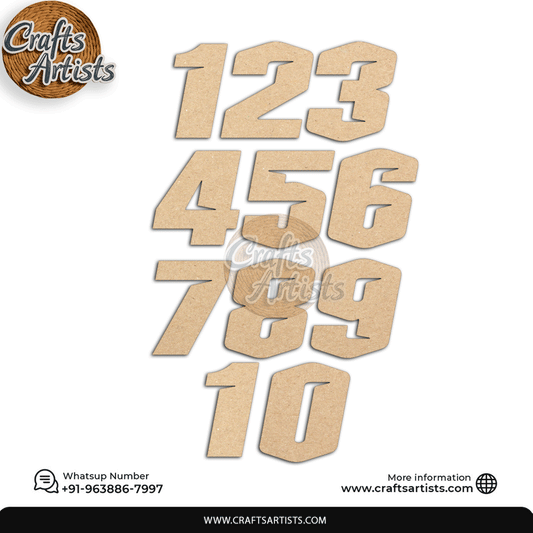 Decorative MDF Numbers Set | Laser Cutout Number Plain Base Design-3
