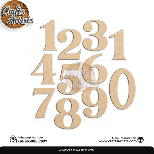 Decorative MDF Numbers Set | Laser Cutout Number Plain Base Design-4
