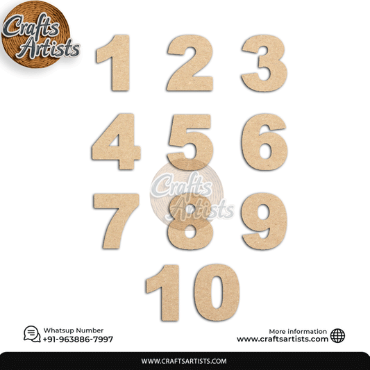 Decorative MDF Numbers Set | Laser Cutout Number Plain Base Design-5